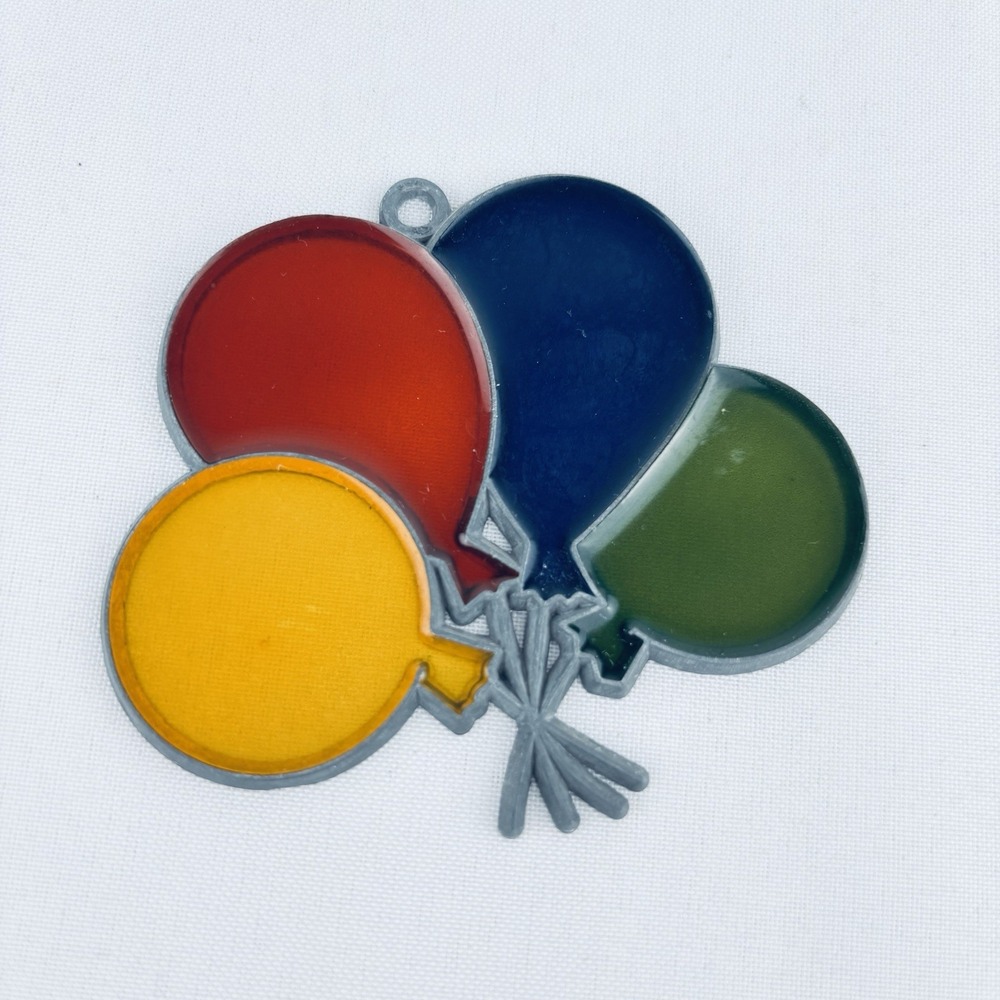 Vintage Balloon Bouquet Leaded‎ Stained Glass Sun-catcher Primary Colors